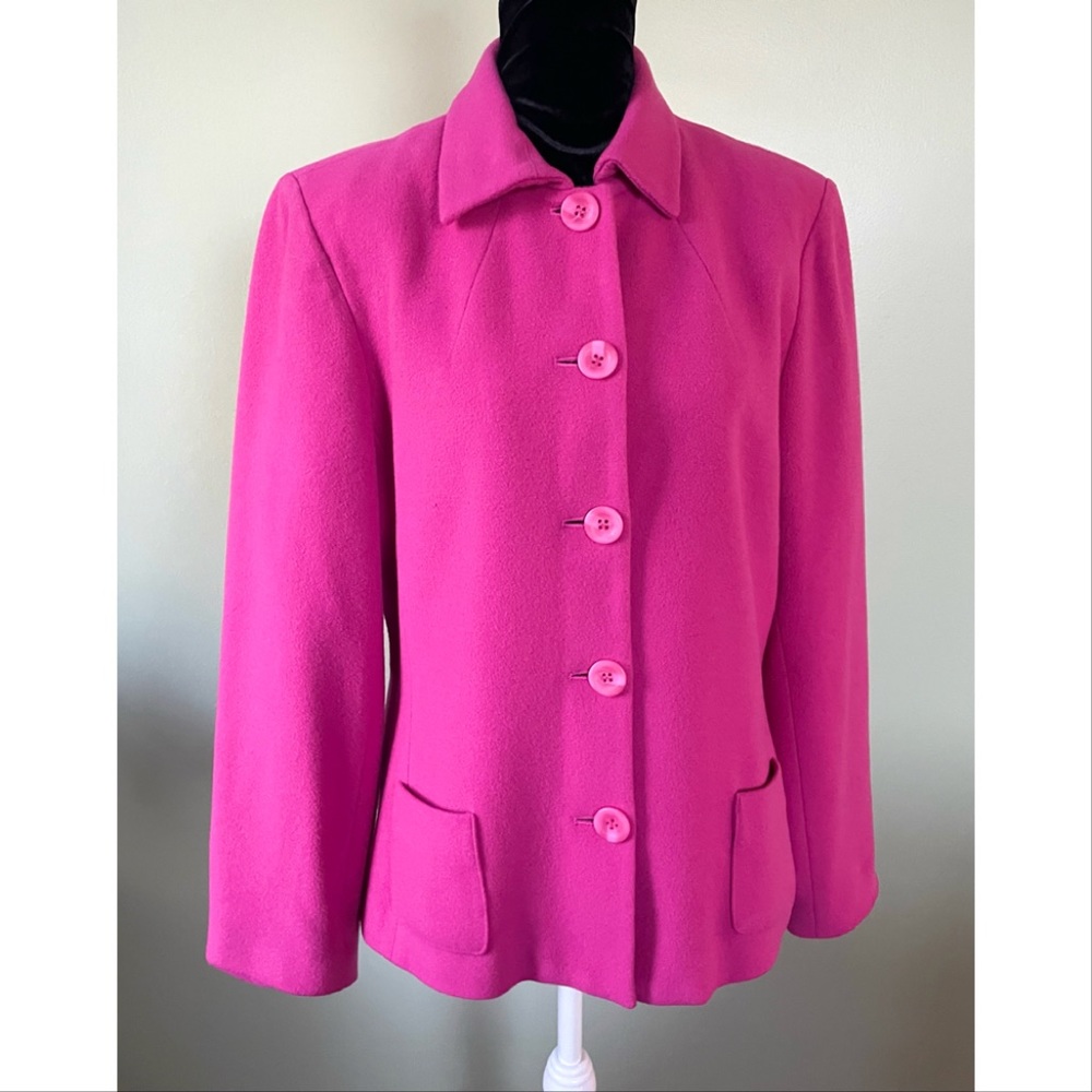 Pink pea coat, Signature For You wool jacket, cashmere button up coat